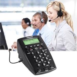 Black Call Center Phone equipped with Noise Canceling Microphone